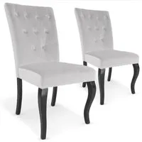 lot de 2 chaises capitonnées velours gris baroque rockstar