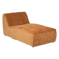module chaise longue  en velours marron caramel