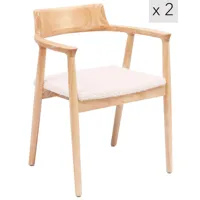lot de 2 chaises de salle a manger scandinave en bois massif cordoba - blanc