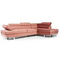 canapé d'angle avec têtières relevables alfa velours rose