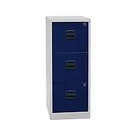 bisley home armoire de rangement suspendue pfa, 3 tiroirs hr, métal, corps gris clair 505, façades bleues oxford, 40 x 41,3 x 101,5 cm