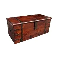 guru-shop coffre de style colonial r251, boisd`acacia, taille : petit (36x80x36 cm), coffres, boîtes, étuis