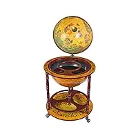design toscano réplique italienne globe terrestre du xvie siècle armoire bar chariot sur roues, 96.5 cm, mdf bois, sépia finish