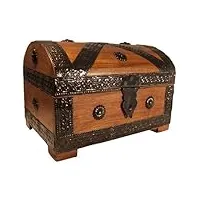 thunderdog caisse de pirate - 23 x 16 x 16 cm - marron clair - aspect coffre au trésor - en bois massif