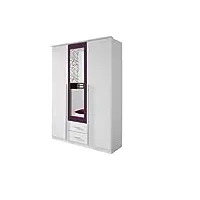 rauch möbel krefeld armoire tournantes blanc/blackberry, 3 portes avec miroir et 2 tiroirs, l x h x p 136 x 199 x 56 cm, mûre alpinweiss