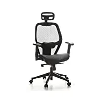 hjh office 653010 chaise de bureau air-port maille noir siège pivotante avec soutien lombaire, accoudoirs repliables