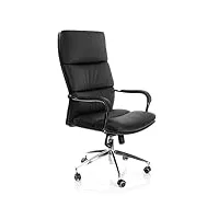 hjh office 600700 chaise de bureau, fauteuil de direction brunello 20 noir en simili-cuir avec accoudoirs pour l'usage intensif, dossier haut inclinable, capitonnage souple, piètement en alu robuste