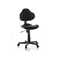hjh office 634120 chaise de bureau enfant, chaise junior kiddy gti-2 gris/noir sans accoudoirs, hauteur réglable 40-55 cm, dossier ergonomique et assise galbée
