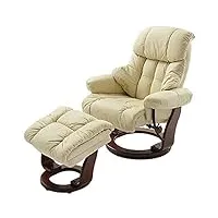 chaise robas lund avec pouf crème cuir naturel calgrey / crème et noyer naturel / noyer noir / marron 90 x 91-122 x 89 cm à 104 cm 64023ck5 relax