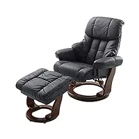 chaise robas lund avec pouf crème en cuir calgrey naturel / crème et noyer naturel / noyer noir / marron 90 x 91-122 x 89 cm à 104 cm 64023sk5 relax