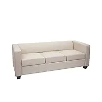 mendler canapé/sofa lille, 3 places, 191x75x70cm - simili-cuir, crème