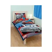 ensemble de literie réversible disney cars pour enfant/garçons, comprenant housse de couette (lit simple) (bleu/rouge)