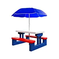 deuba salon de jardin pour enfants ensemble de jardin table bancs avec parasol jeux enfants intérieur extérieur transportable