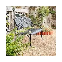 lazy susan salon de jardin: 126 cm banc jasmine en bronze ancien sans coussins en aluminium résistant aux intempéries | facile à assembler