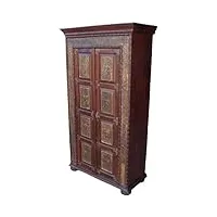 guru-shop armoire, penderie, bois massif, style colonial - modèle 6, marron, 180x100x45 cm, penderies penderies