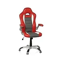 hjh office 621705 fauteuil de direction game sport cuir synthétique blanc/rouge chaise de gaming chaise de bureau, accoudoirs repliables