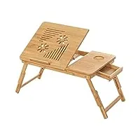 songmics table de lit pliable en bambou pour pc portable inclinable 55 x 35 x 29 cm lld002