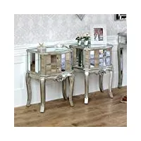 melody maison gamme de tiffany – meubles bundle paire de tables de chevet à 2 tiroirs miroir