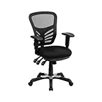 flash furniture chaise de bureau avec dossier de taille moyenne – siège gaming ergonomique avec accoudoirs réglables & tissu mesh – fauteuil de bureau pour télétravail – noir