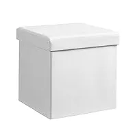 songmics 38 cm cube pouf coffre de rangement pliable chargement max. de 300 kg blanc lsf103