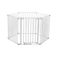 baby vivo barrière parc en métal grille pour cheminée 5+1 pare-feu securité escaliers enfant en blanc (5 barreaux avec une porte) - premium