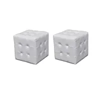 vidaxl 2x pouf cube capitonné bout de canapé tabouret repose-pied chambre