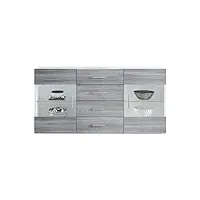 vladon buffet dressoir bari v1, corps en blanc mat/façades en avola-anthracite (139 x 72 x 35)