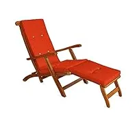 detex® coussin de transat | lanières de maintien à 8 boutons - en lin - orange | coussins chaise longue bain de soleil