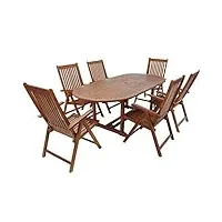 deuba | ensemble de jardin 6+1 • en bois d'eucalyptus certifié fsc® • vanamo • 1 table et 6 chaises pliables | salon de jardin, mobilier