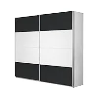 rauch möbel quadra armoire à portes coulissantes 2 portes, blanc/gris métallisé, avec pack d'accessoires basic 2 Étagères 2 Étagères 2 tringles à linge, l x h x p 136x210x62 cm