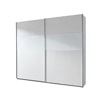 fumée v9376.a003 armoire à portes coulissantes quadra/2 portes/271 x 210 x 62 cm/corps/façade : blanc alpin, abs. verre blanc