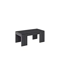 table basse surélevée, table de salle à manger, modèle kendra, finition gris cendré, dimensions : 100 cm (longueur) x 50 cm (largeur) x 43-54 cm (hauteur)