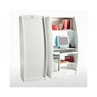 simmob paris580bl armoire informatique largeur 80 cm galbée blanche, panneaux de particules mélaminé, blanc, 80,5 x 171,5 x 59,3 cm