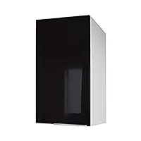 berlioz creations cp4hn meuble haut de cuisine avec 1 porte noir haute brillance 40 x 34 x 70 cm, fabrication 100% française