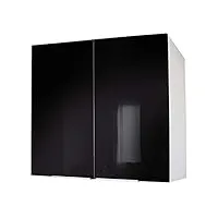 berlioz creations cp8hn meuble haut de cuisine avec 2 portes noir haute brillance 80 x 34 x 70 cm, fabrication 100% française