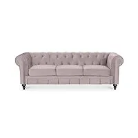 intense deco canape chesterfield velours 3 places altesse taupe