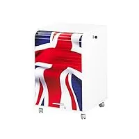 simmob caisson de bureau blanc + 2 tiroirs-coloris-drapeau anglais 701, bois