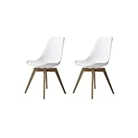 tenzo 3317-454 bess designer lot de 2 chaises, blanc, coque en polypropylène, coussin d'assise 100% polyurétyhane. pieds en chêne massif huilé, 83 x 48,5 x 54 cm (hxlxp)