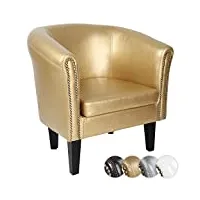 miadomodo® fauteuil chesterfield - lot de 1 ou 2, en simili cuir et bois, avec Éléments décoratifs en cuivre, 58 x 71 x 70 cm, couleur au choix - chaise, cabriolet, meuble de salon (lot de 1,doré)