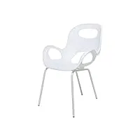 umbra oh chair. chaise avec accoudoirs oh chair. assise en polypropylène coloris blanc avec pieds en métal chromé coloris blanc. dimension 61x61x86.4cm