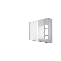rauch möbel quadra armoire coulissantes 2 portes, blanc/miroir, avec ensemble d'accessoires de base étagères 3 tringles à linge, l x h x p 271x210x62 cm, autre, 271x210x62