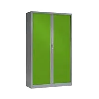 vinco armoire monobloc fun h198xl120xp43 cm 4 tablettes alu rideaux vert