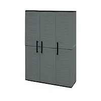 art plast armoire extérieure ou intérieure, 3 portes et 3 niveaux en polypropylène ajustables, 100% fabriqués en itala, 102x37h163 cm, couleur grise