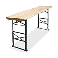 deuba table pliante en bois 170x50x75/105 cm hauteur réglable table haute avec trou pour parasol table de jardin pliable