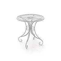 clp table de jardin en fer forgé hari - table de terrasse au style antique - table jardin en fer avec un diamètre de Ø 70 cm et une hauteur de 7, couleur:blanc antique