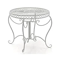 clp table ronde de jardin sheela- table de jardin design en fer forgé - table de terrasse style antique avec diamètre Ø 76 cm - meuble de jard, couleur:blanc antique