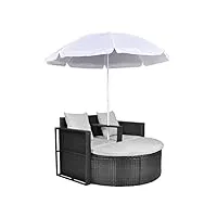 vidaxl lit de jardin avec parasol résine tressée meuble fauteuil de terrasse