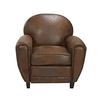 rendez vous déco - fauteuil 1 place en microfibre - club - marron vieilli - l.86,5 cm x p. 83 cm x h.84,5 cm - 20 kg