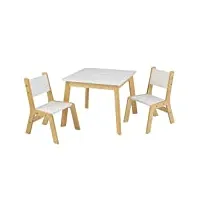kidkraft ensemble table et 2 chaises pour enfants en bois moderne, table enfant avec 2 chaises, meubles de chambre d'enfant, 27025