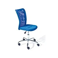 inter link – chaise de bureau pour enfants – fauteuil pivotant et ergonomique – réglable en hauteur – pied métal chromé– revêtement tissu mesh respirant – pivotant à 360° - bleu – bonnie